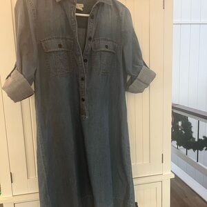 J. Crew Blue Denim Button-Up Dress